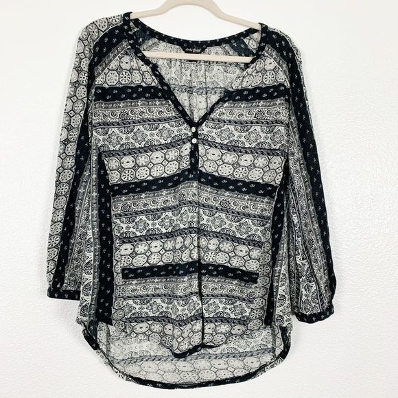 Lucky Brand Tops - Lucky Brand Black Boho Long Sleeve Blouse Medium